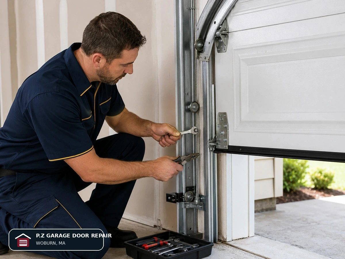Garage door cable and track repair in Woburn MA